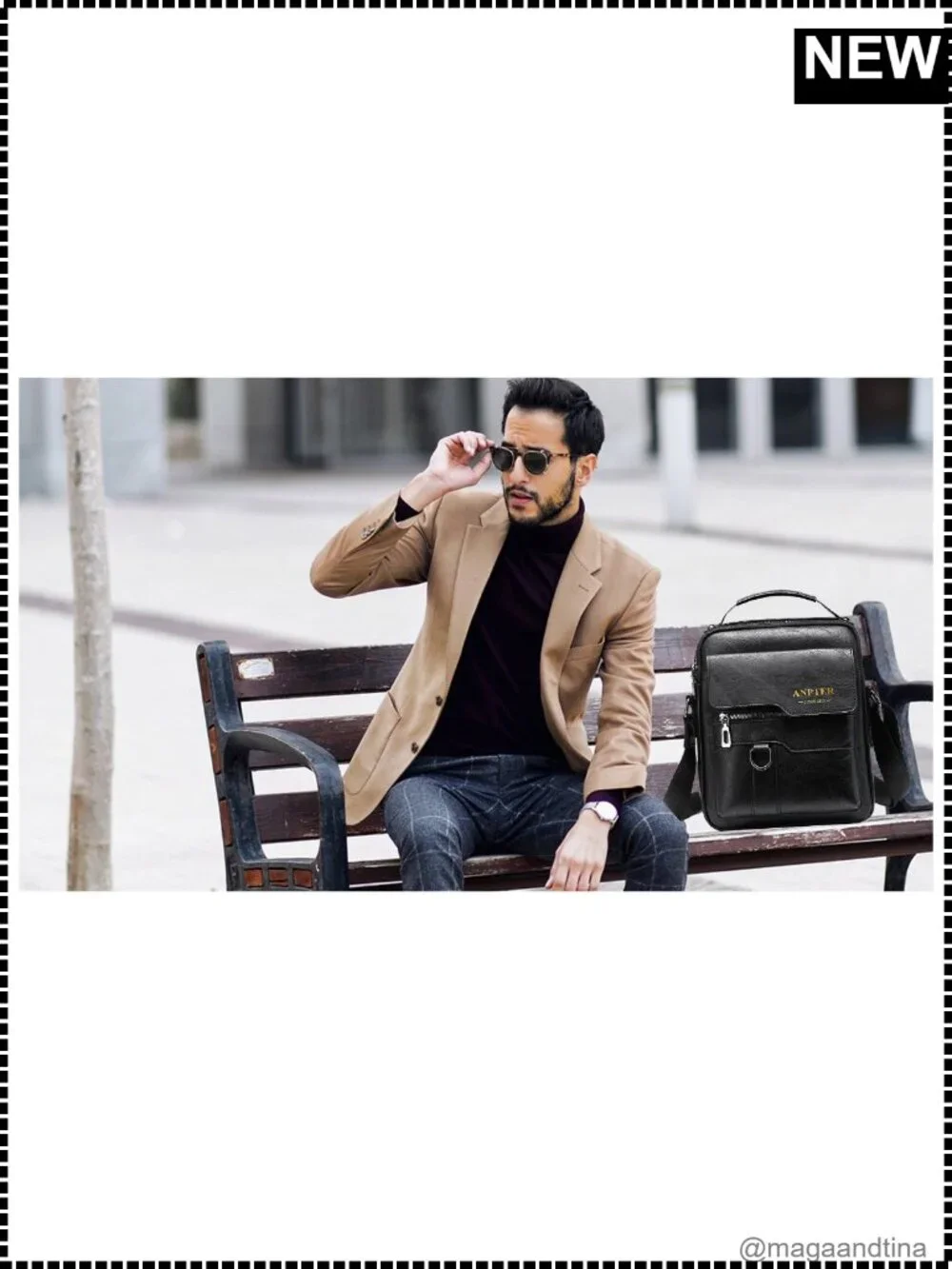 Men's Faux Leather Messenger Bag Small Crossbody Satchel